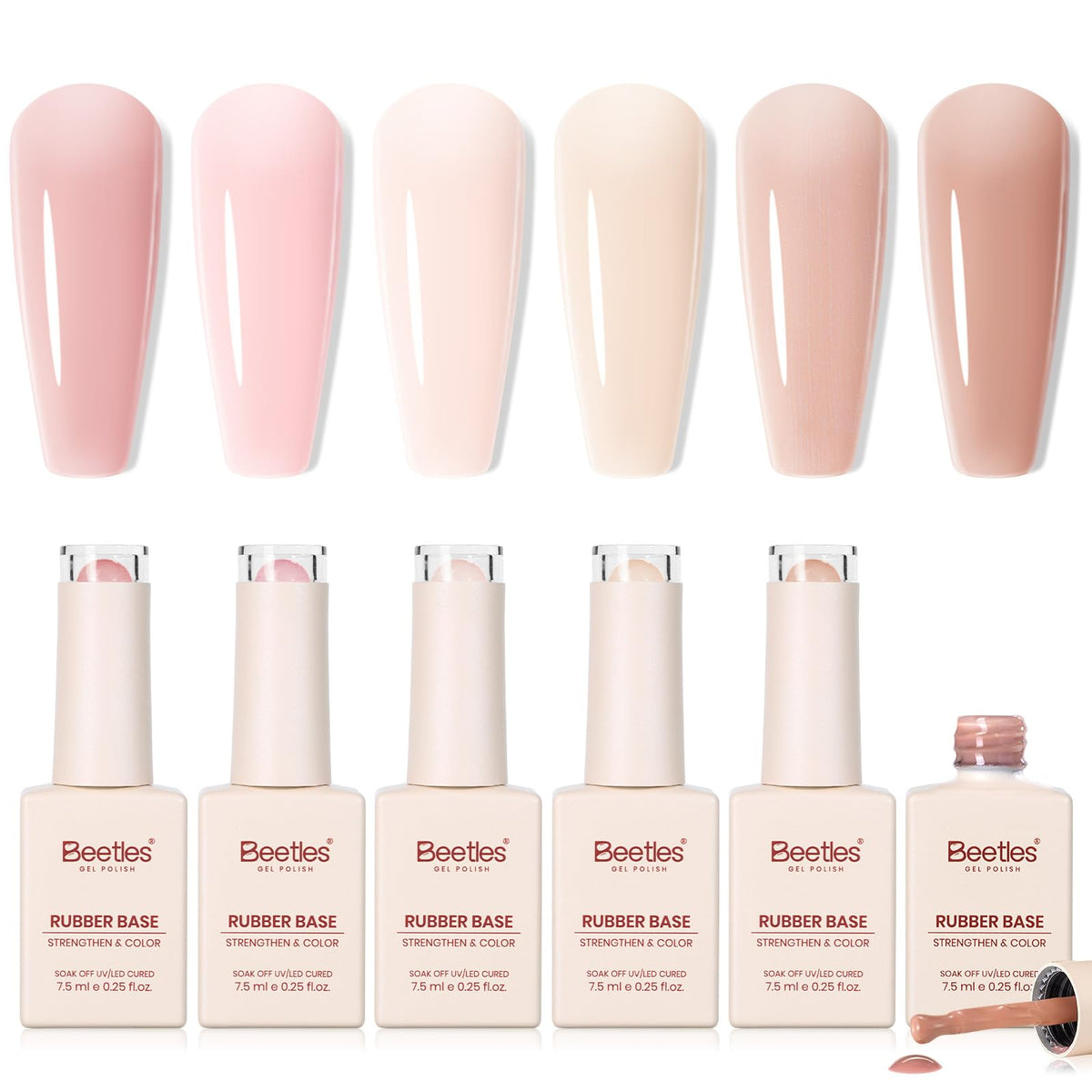 beetles Gel Polish set de 6 vernis à ongles caoutchouc couleurs nude
