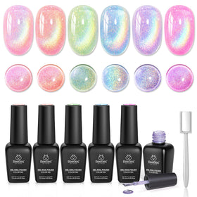 beetles Gel Polish set de vernis Cat Eye 6 couleurs, vue de face