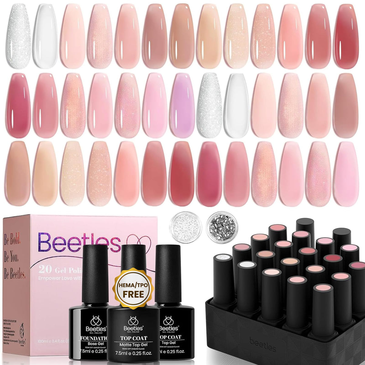 beetles Gel Polish set de vernis gel 20 couleurs rose nude