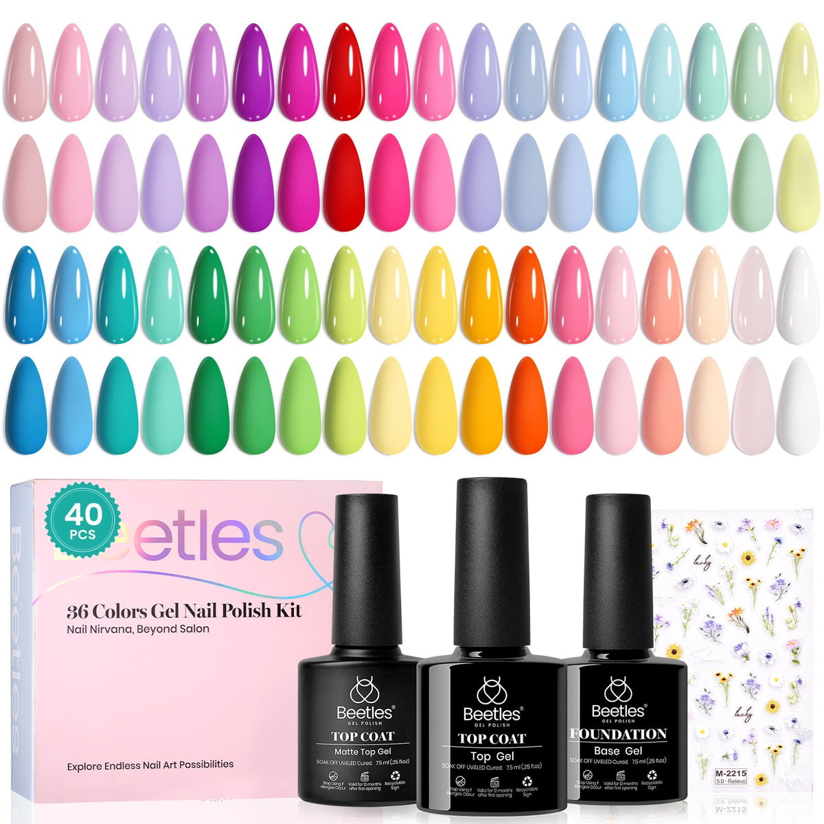 beetles Gel Polish Set Pastel 36 Couleurs vue de face