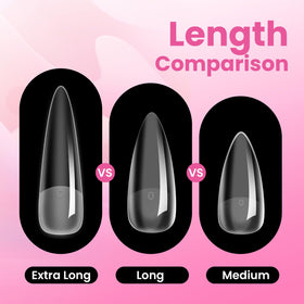 beetles Gel Polish Tipex Instant Apex Tips XL Stiletto tips applied on nails