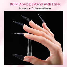 beetles Gel Polish Tipex Instant Apex Tips XL Stiletto tips close-up