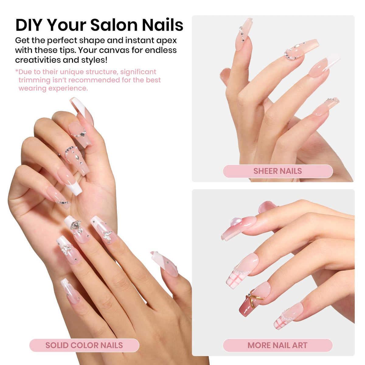 beetles Gel Polish Tips d'Ongles Apex Instantanés Medium Coffin, emballage