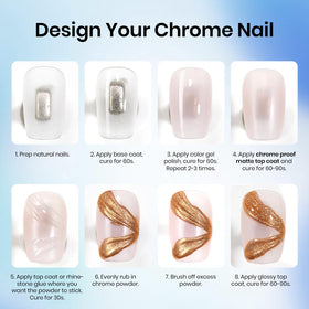 beetles Gel Polish Top Coat Mat Satin 68g avec poudre chrome