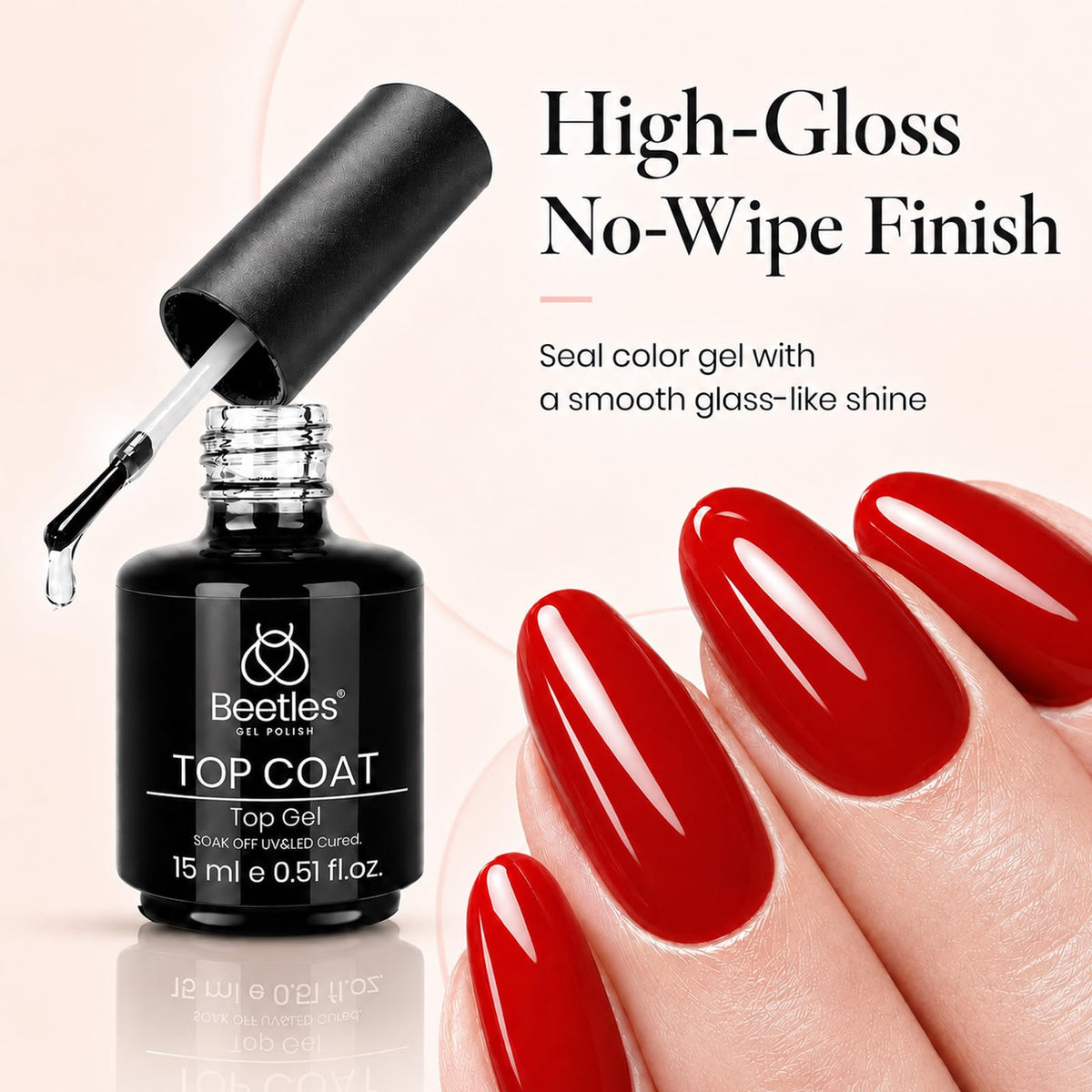Beetles Gel Polish Top Coat Transparent 15ml vue arrière