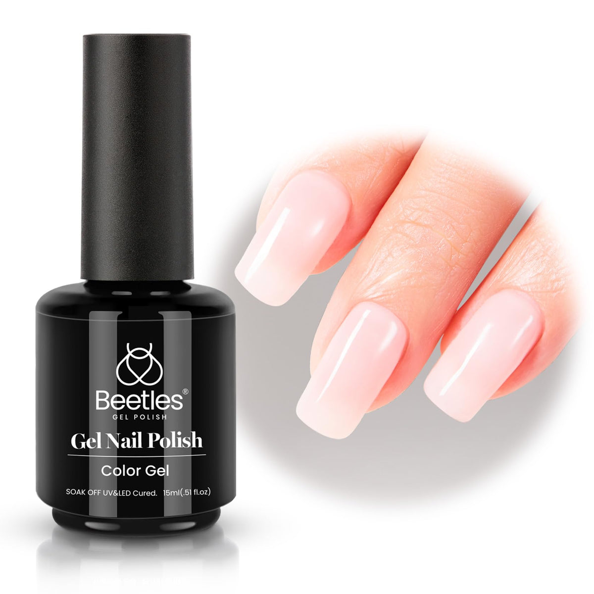 beetles Gel Polish Vernis à Ongles Gel Rose Nude 15ml étiquette et détails