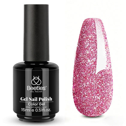 Beetles Gel Polish vernis à ongles paillettes roses 15ML vue de face