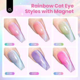 beetles Gel Polish vernis Cat Eye violet, en cours de séchage
