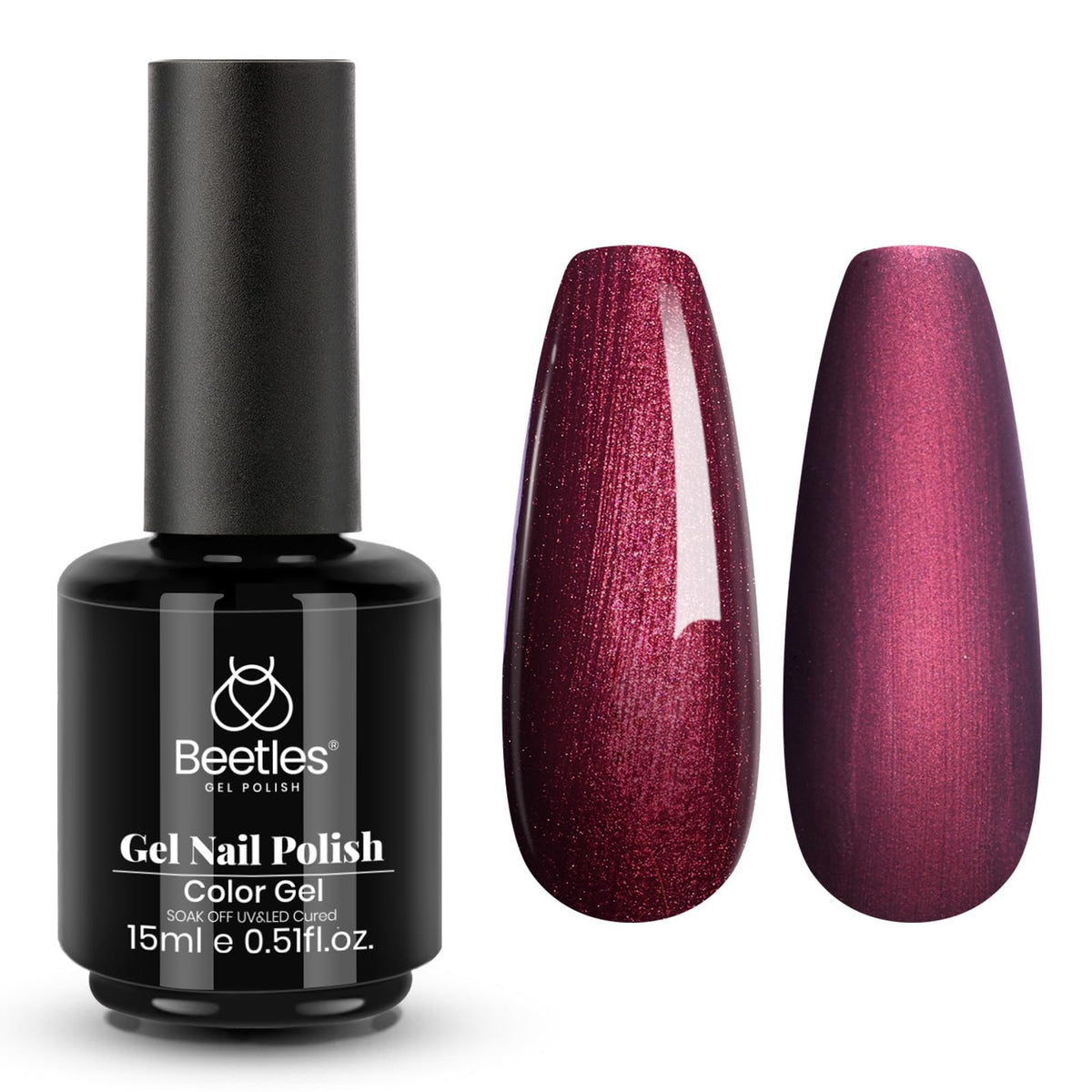 beetles Gel Polish Vernis Gel Pailleté Bourgogne 15ml vue de face