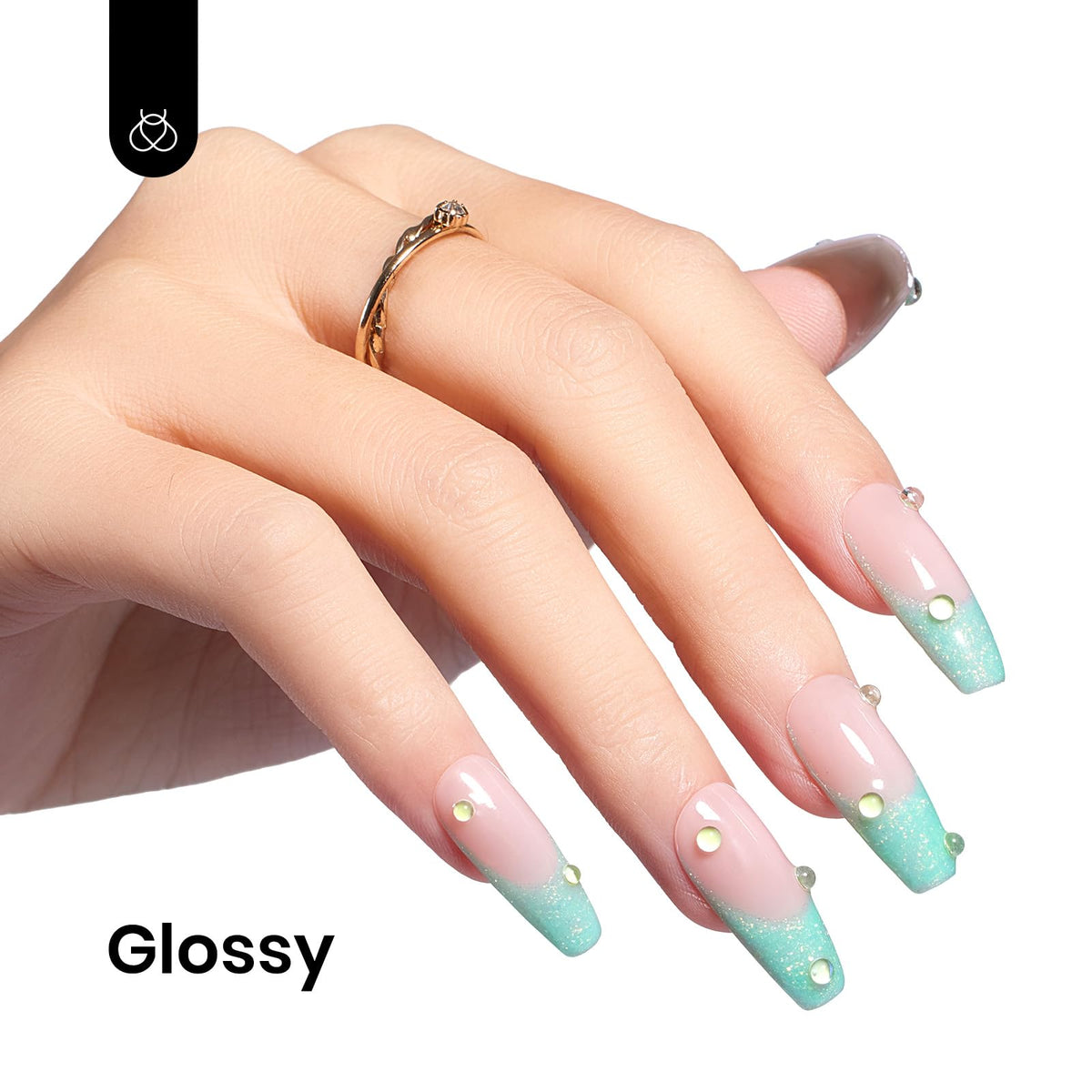 beetles Gel Polish vernis gel vert menthe pailleté 15ml avec paillettes en gros plan