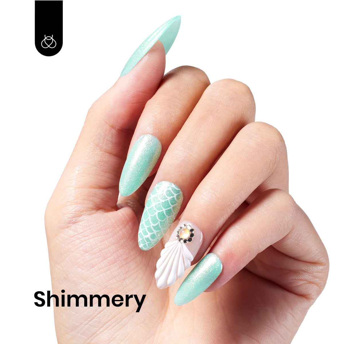 beetles Gel Polish vernis gel vert menthe pailleté 15ml sur un fond neutre