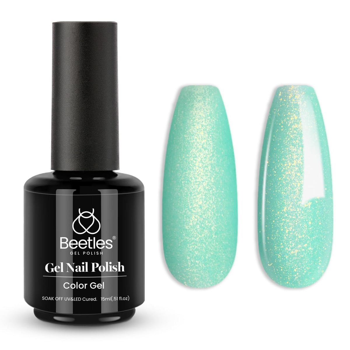 beetles Gel Polish vernis gel vert menthe pailleté 15ml vue de face