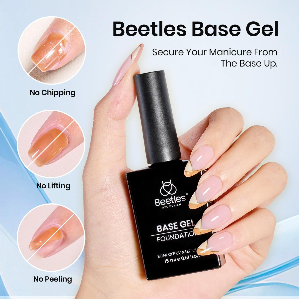 beetles Gel Top Coat close-up sur ongles