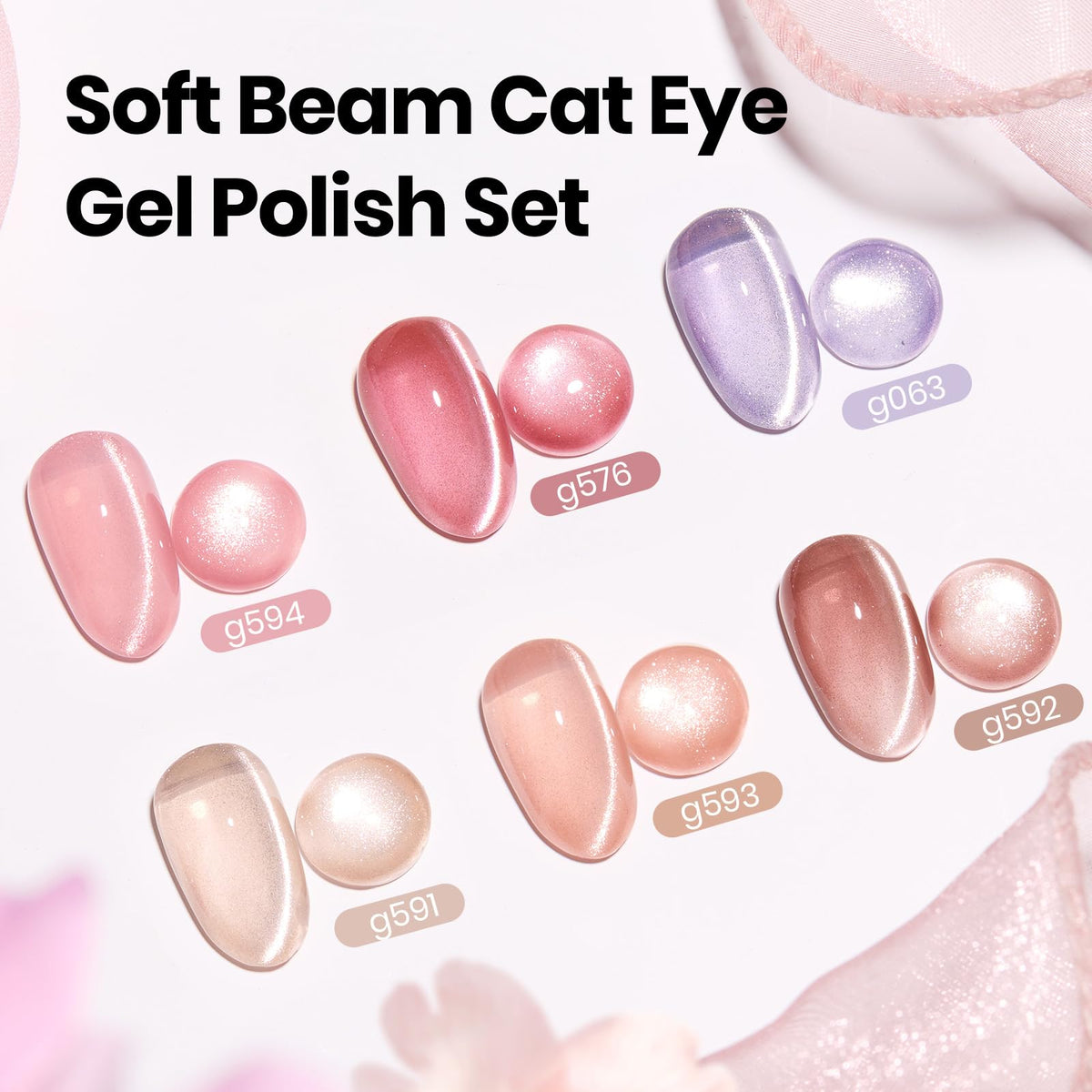 beetles Gel Vernis Cat Eye rose clair en application