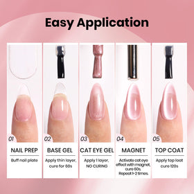 beetles Gel Vernis Cat Eye rose en application