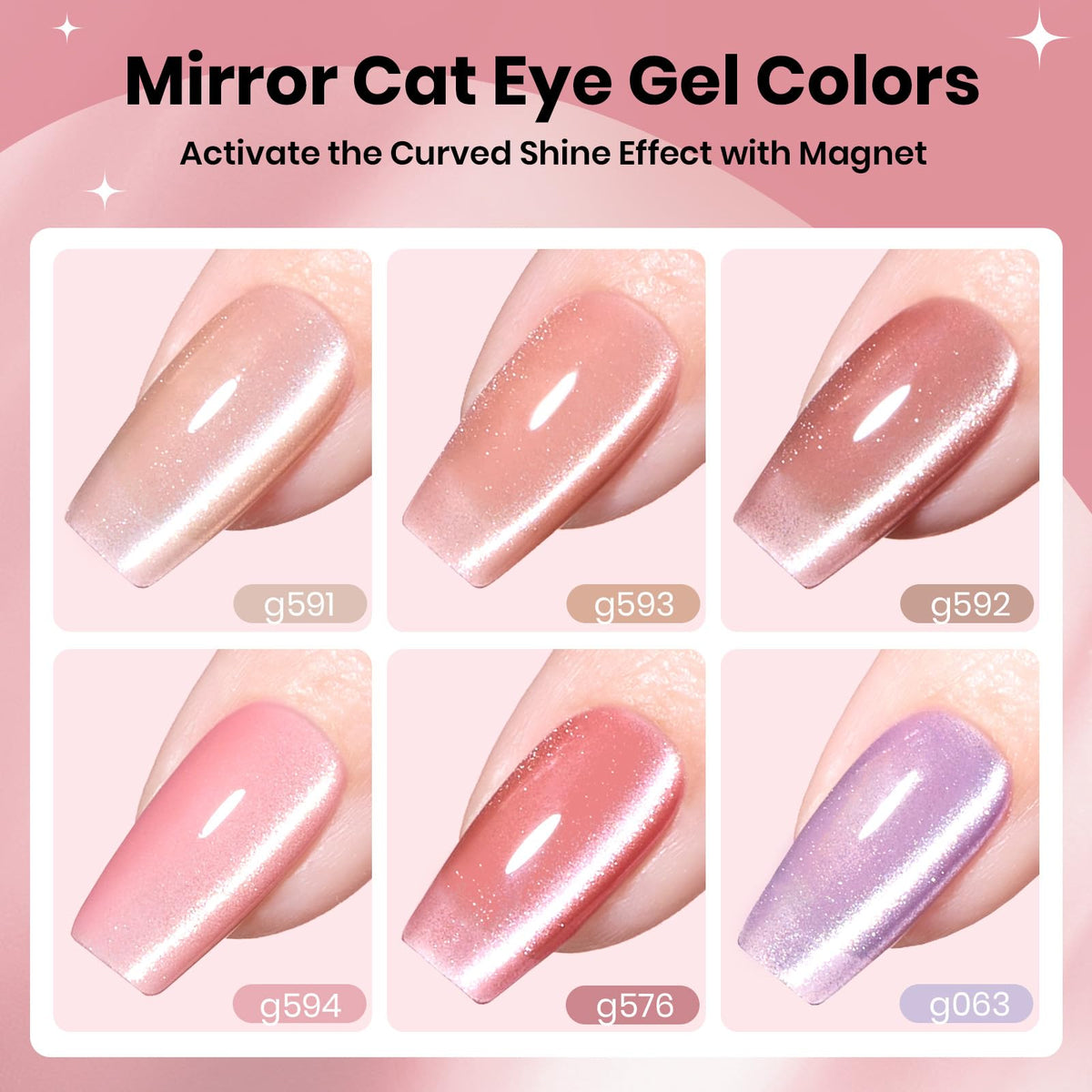 beetles Gel Vernis Cat Eye teinte corail sur ongles