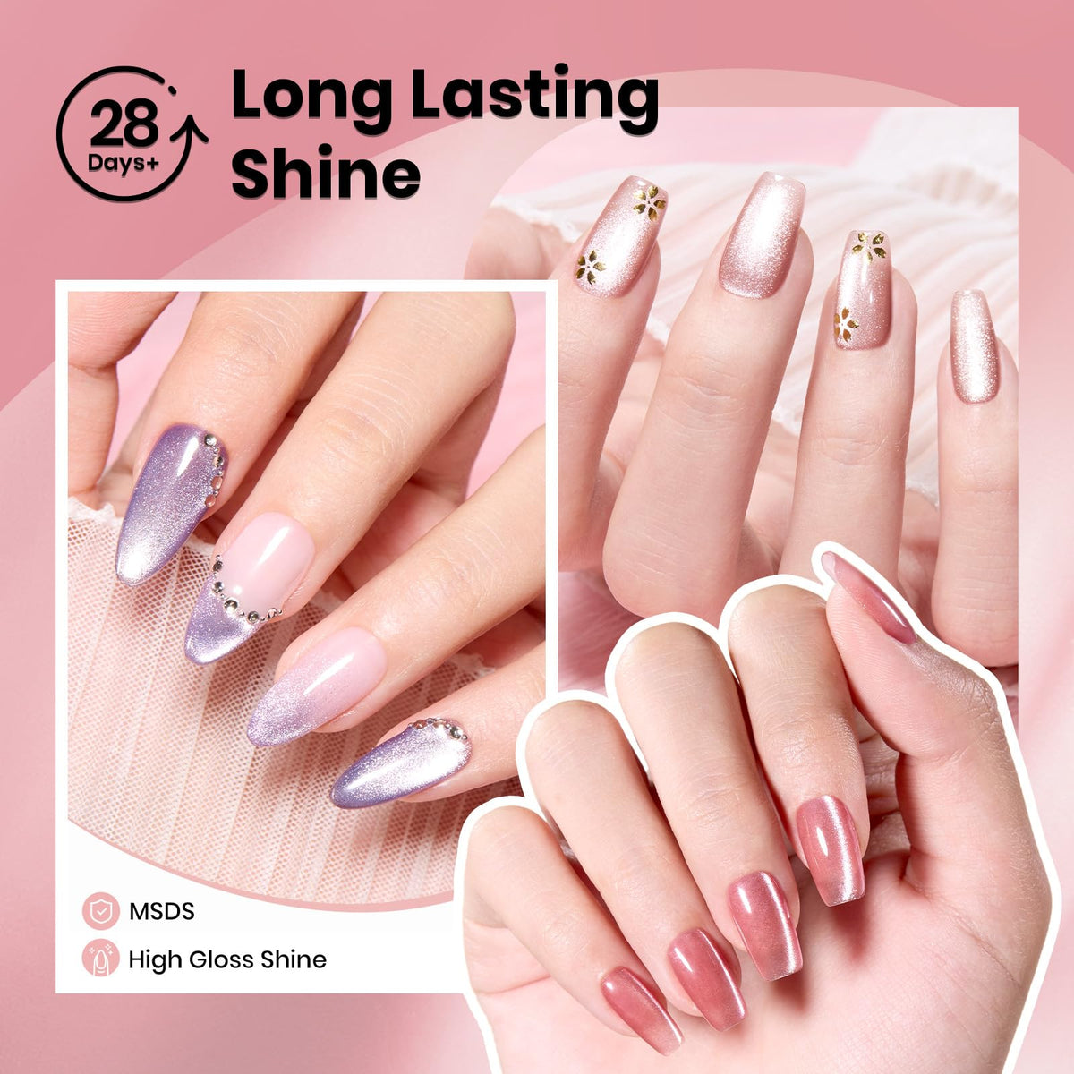 beetles Gel Vernis Cat Eye teinte marron en application