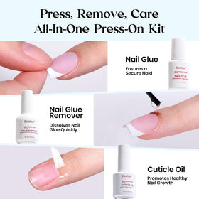 Beetles Kit d'Ongles Pressés avec colle rapide et dissolvant