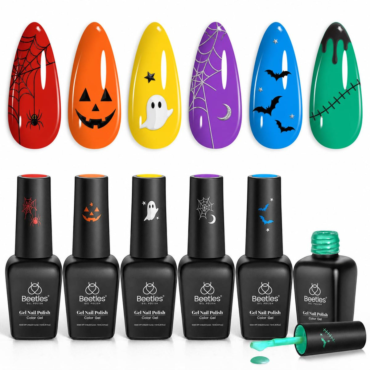 beetles Set de Vernis Gel Arc-en-Ciel 6 couleurs néon vue de face