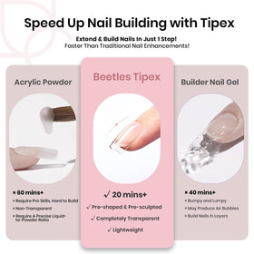 beetles Tipex Instant Apex Nail Tips 192pcs in a manicure setting