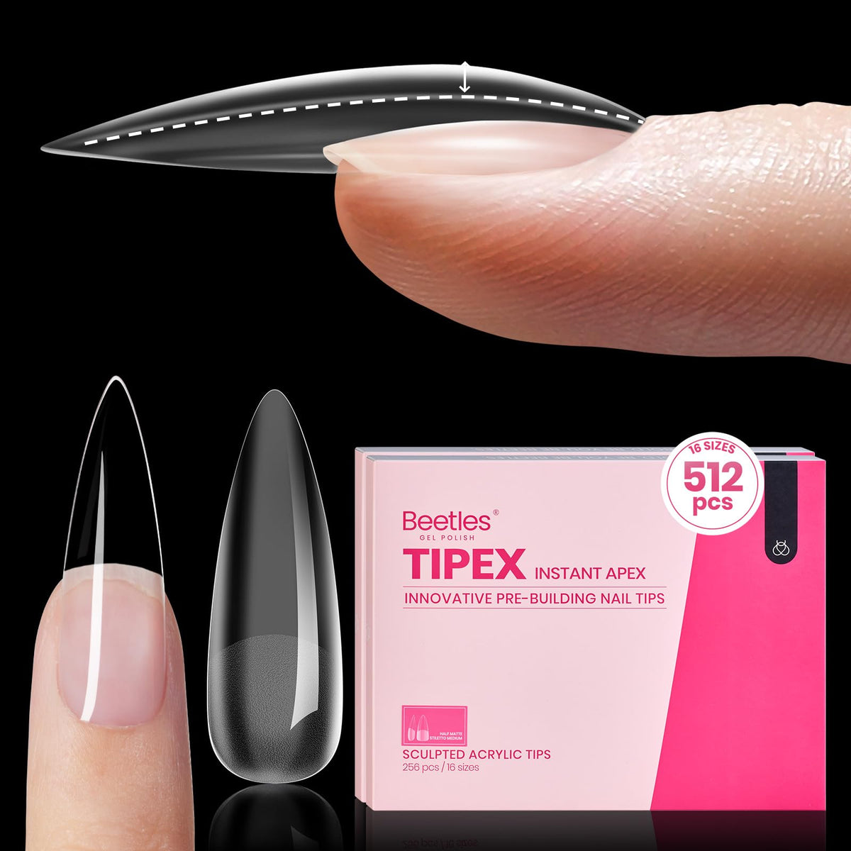 beetles Tipex Instant Apex Nail Tips 512pcs boîte avant