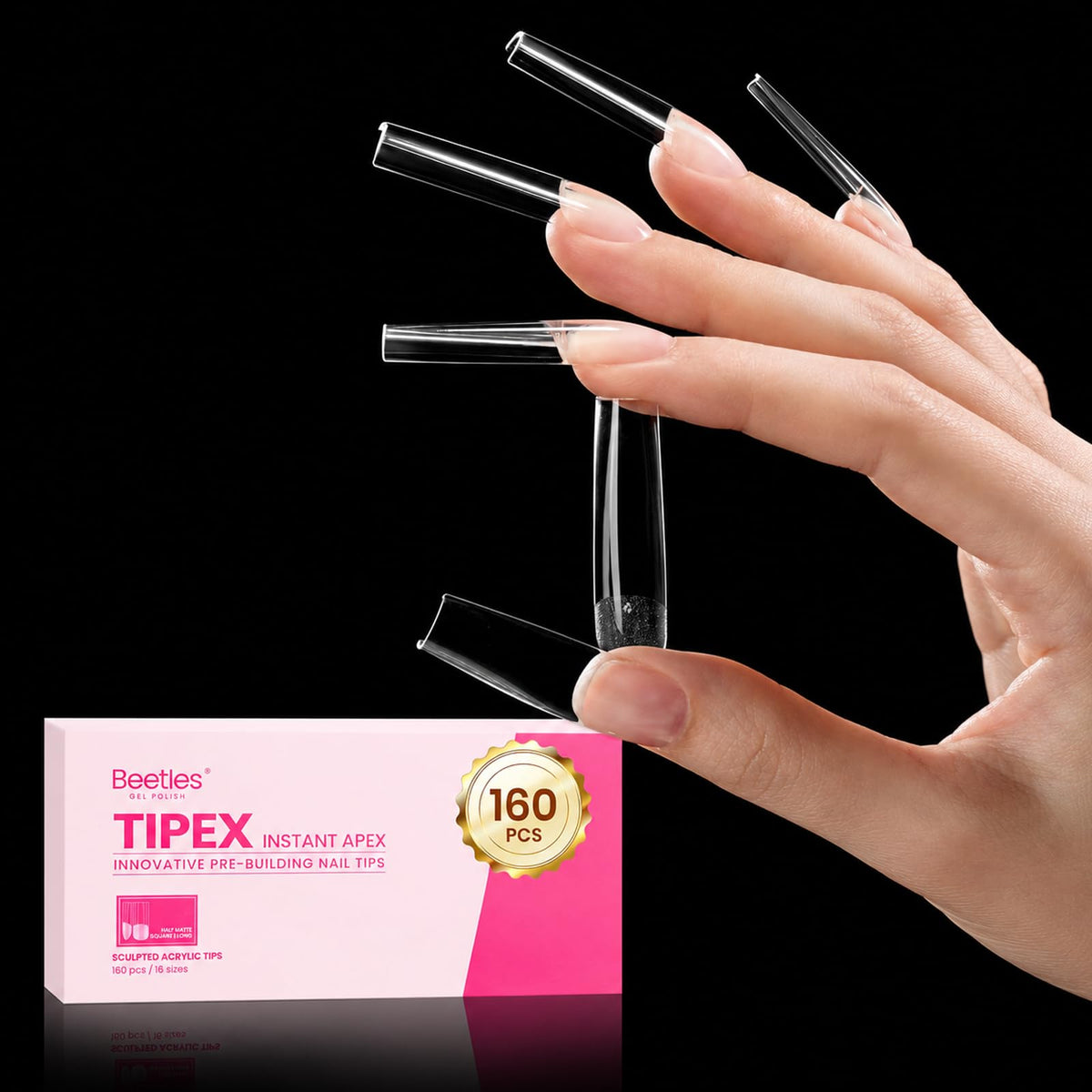 beetles Tipex Instant Apex Nail Tips XL 160pcs packaging