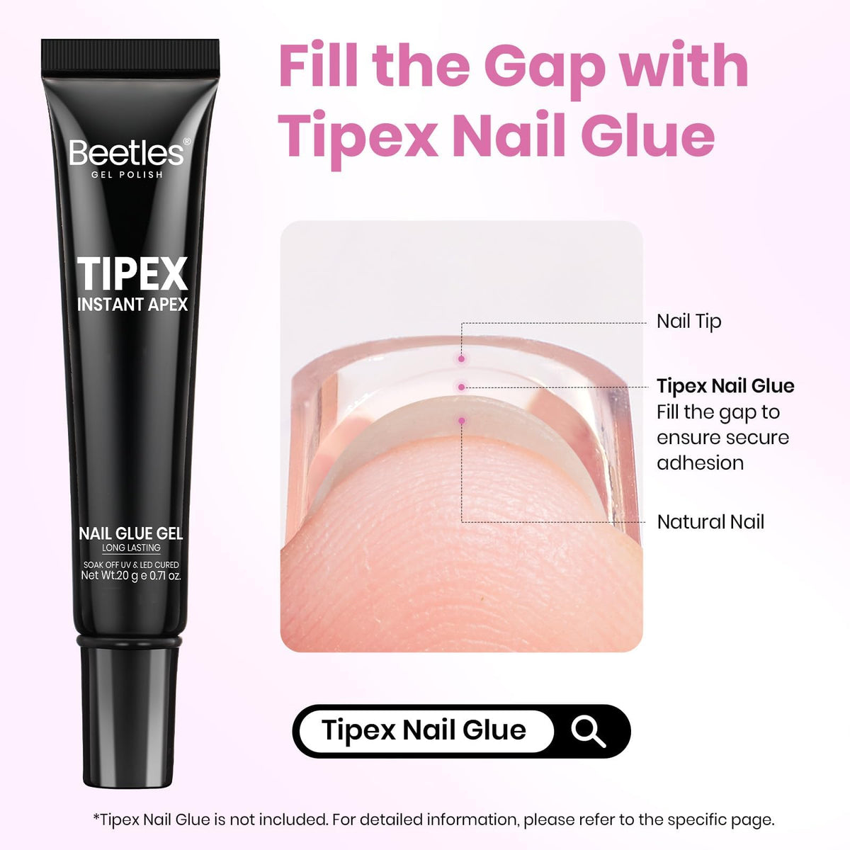 beetles Tipex Instant Apex Nail Tips XL in use on nails