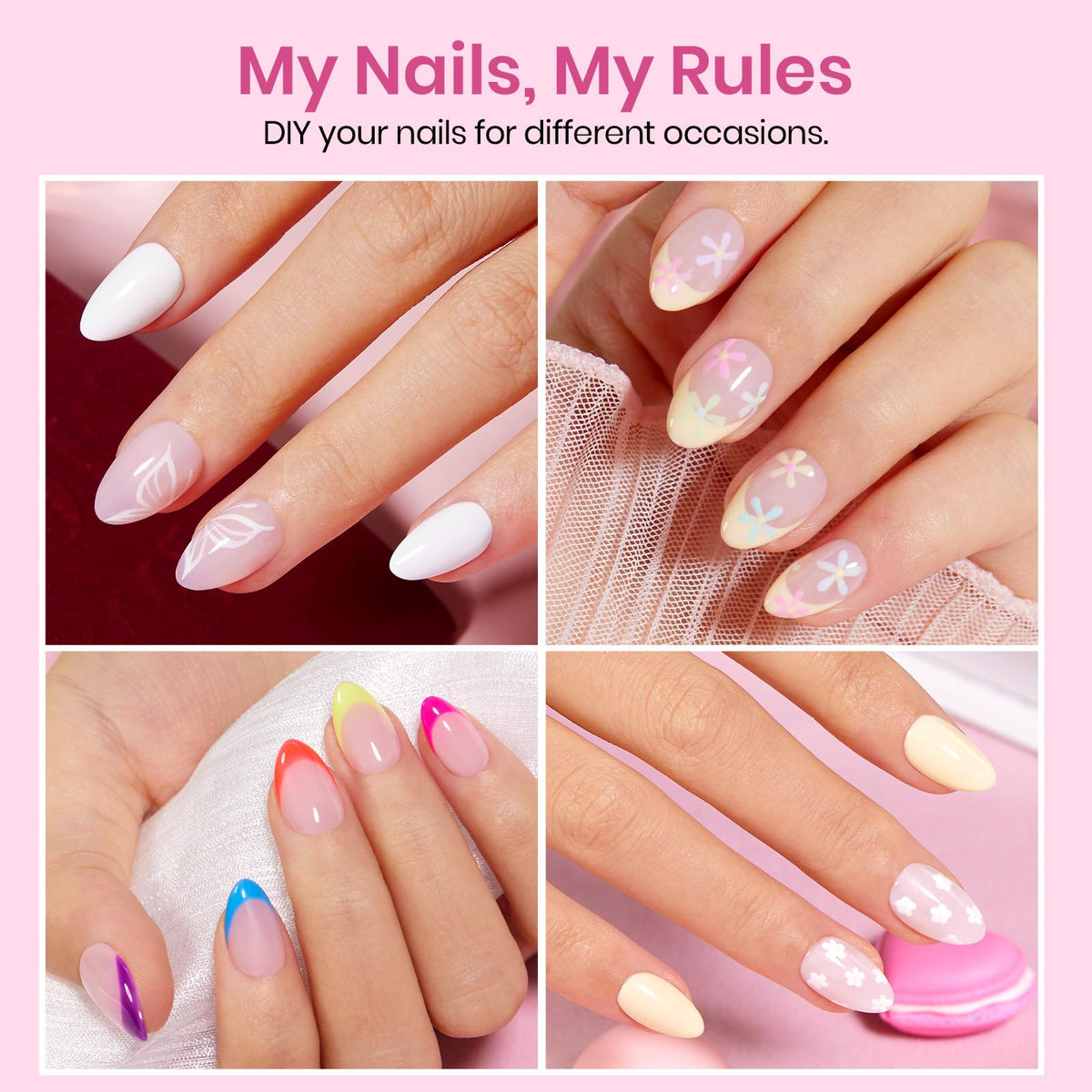 beetles Tips d'Ongles Amande Extra Courts, 12 tailles disponibles