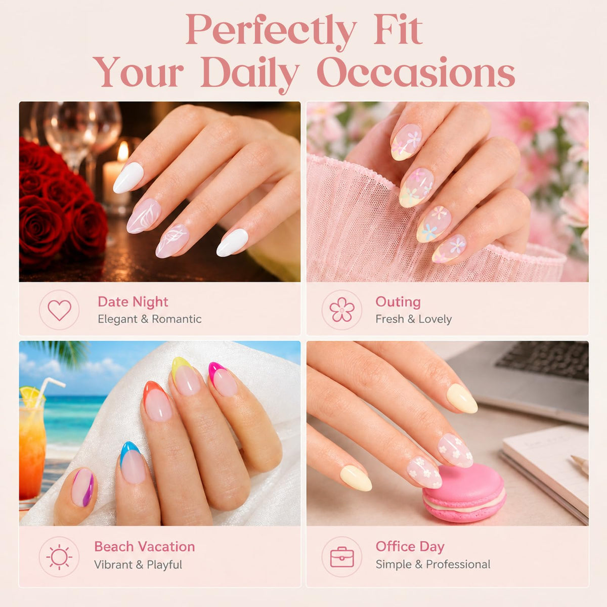 beetles Tips d'Ongles Amande Extra Courts, praticité d'utilisation