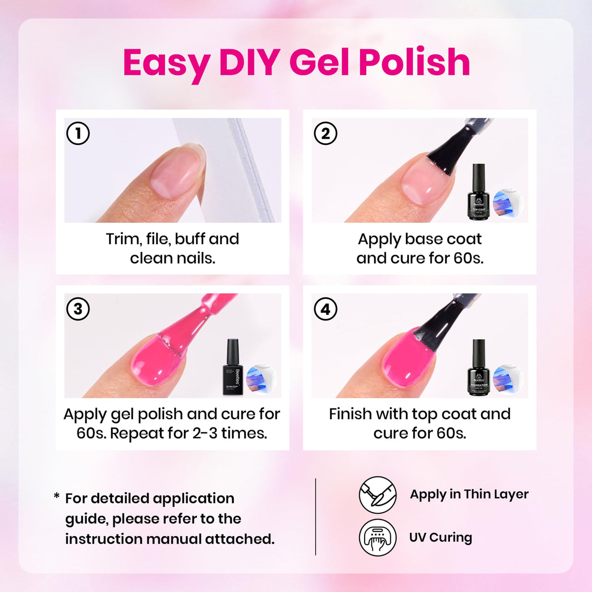 beetles Vernis à Ongles Gel 6 Couleurs Rose - Packaging