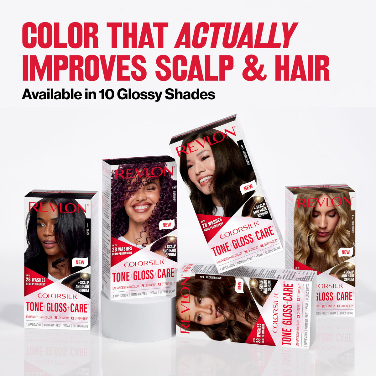 Before and after using REVLON ColorSilk 4RV Burgundy