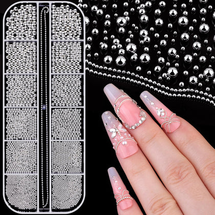 BELLEBOOST boîte avec perles de vernis à ongles métalliques de différentes tailles