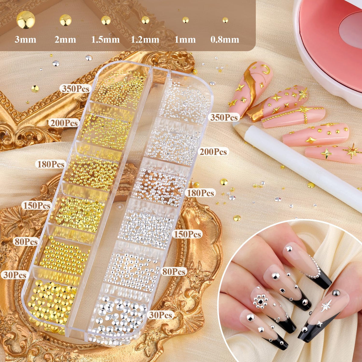 BELLEBOOST Charms à Ongles en argent et or, gros plan