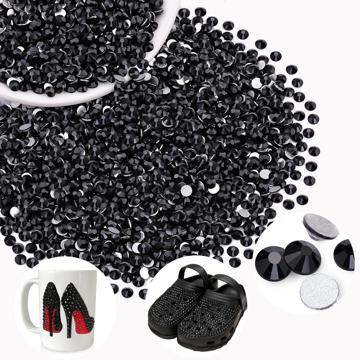 BELLEBOOST Cristaux en Verre SS12 2000PCS Noir Jet - Vue de face