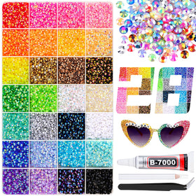 BELLEBOOST Kit de strass jelly avec 28 compartiments et 38000 strass