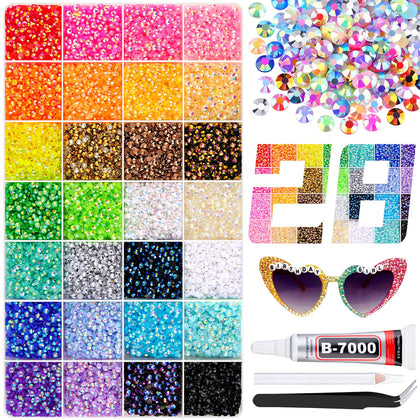 BELLEBOOST Kit de strass jelly avec 28 compartiments et 38000 strass
