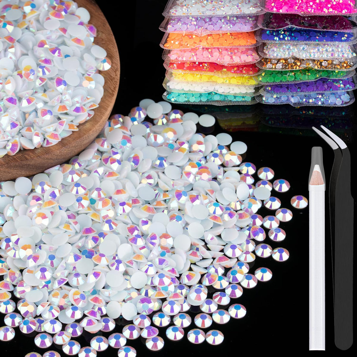 BELLEBOOST Strass Résine 3mm Blanc AB en paquet de 5000 pièces