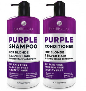 BELLISSO ensemble shampooing et après-shampooing violet 2 x 480 ml vue avant