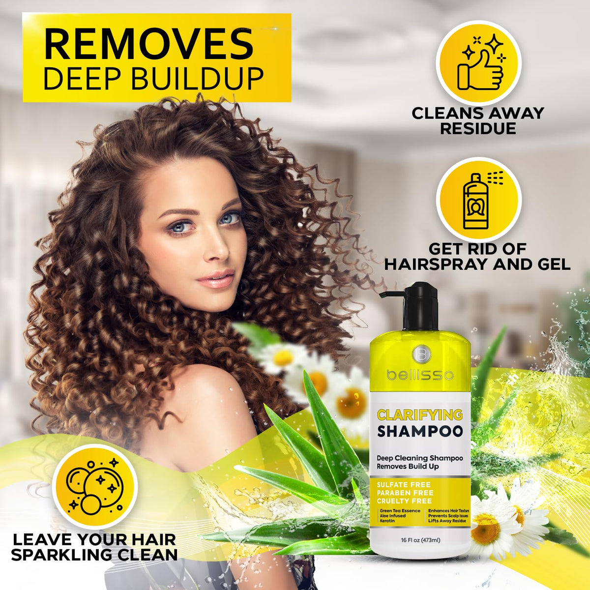 BELLISSO Shampoo Clarifiant 662g affichant la texture et l'emballage