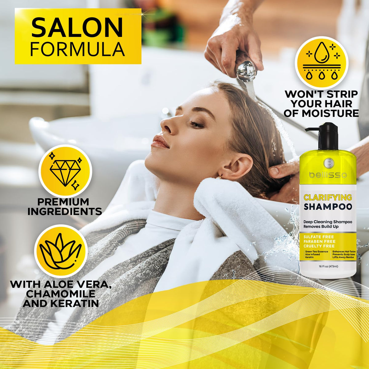 BELLISSO Shampoo Clarifiant 662g montrant le flacon et le couvercle