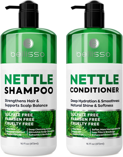 BELLISSO Shampoo et Après-Shampooing à l'Ortie, vue avant