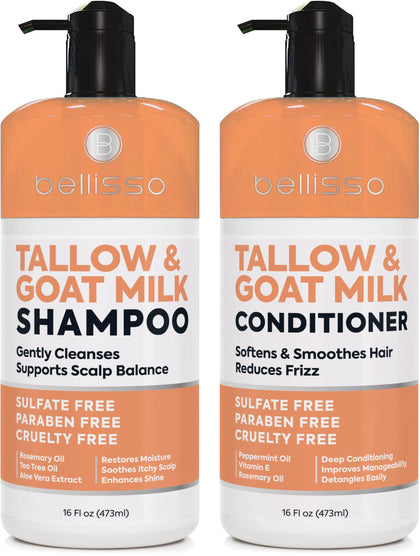 BELLISSO Shampoo et Après-Shampooing au Suif de Boeuf 16 Fl Oz face