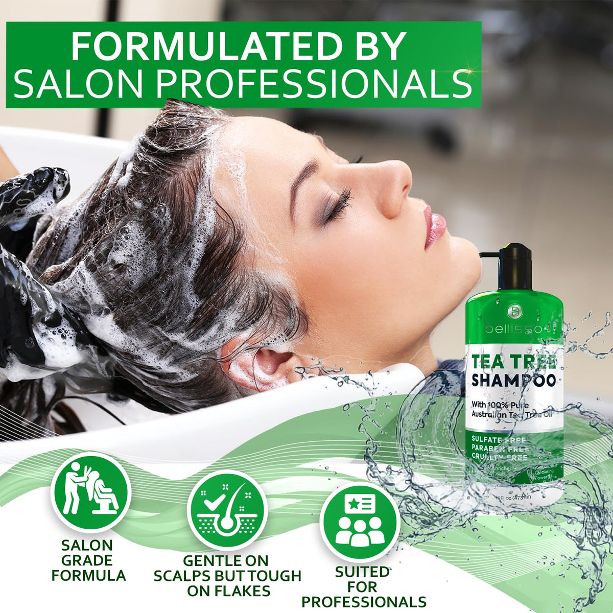 BELLISSO shampooing à l'huile d'arbre à thé 621g texture du produit