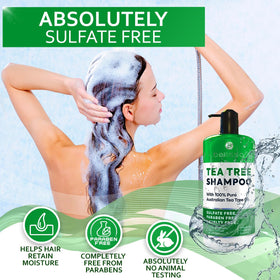 BELLISSO shampooing à l'huile d'arbre à thé 621g usage en salle de bain