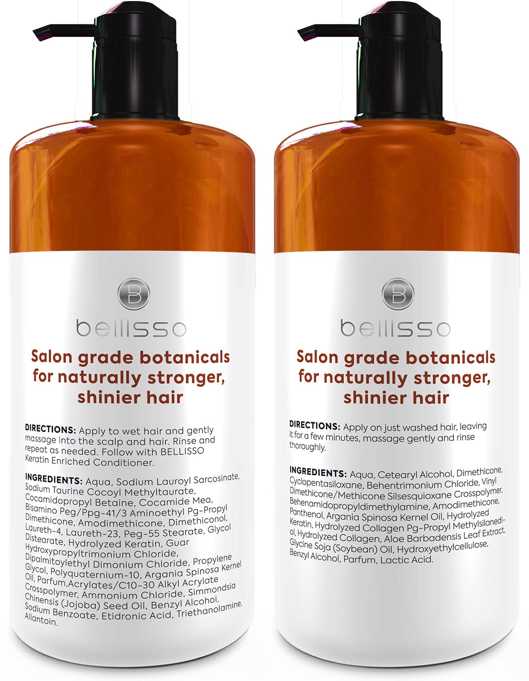 BELLISSO shampooing et après-shampooing, ensemble sur une table en bois