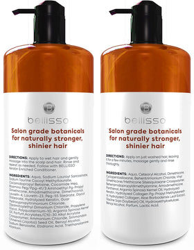 BELLISSO shampooing et après-shampooing, ensemble sur une table en bois