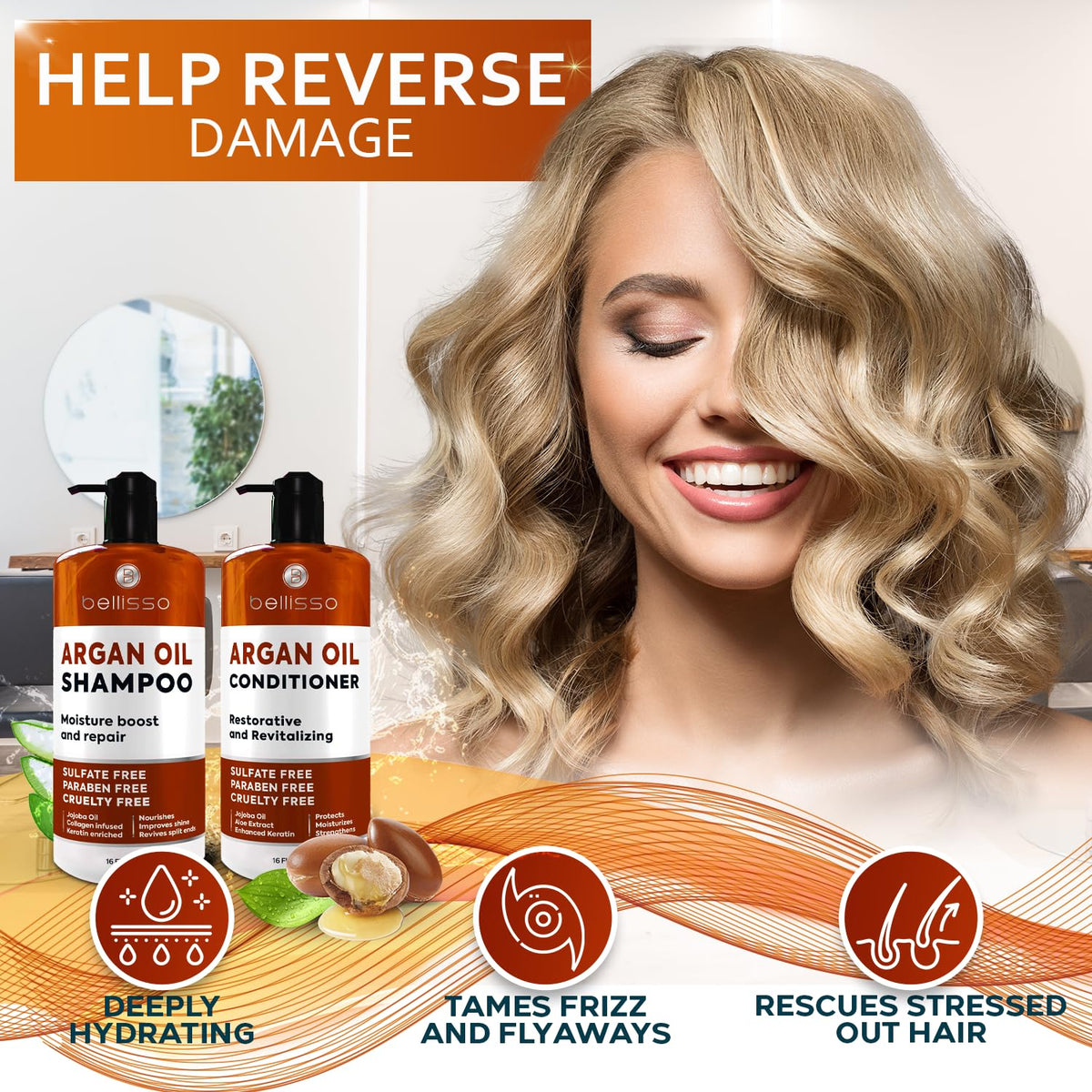 BELLISSO shampooing, texture claire en gros plan