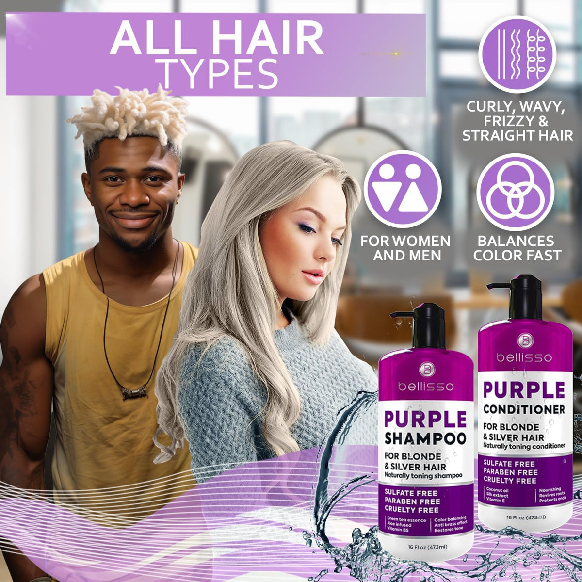 BELLISSO shampooing violet avec ingrédients botaniques