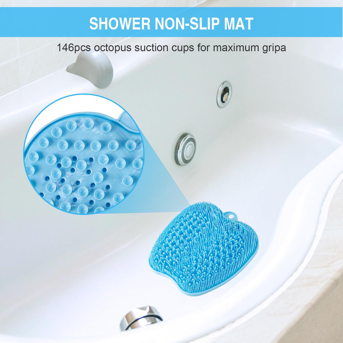 BESKAR Tapis de Douche XL sur un sol de douche