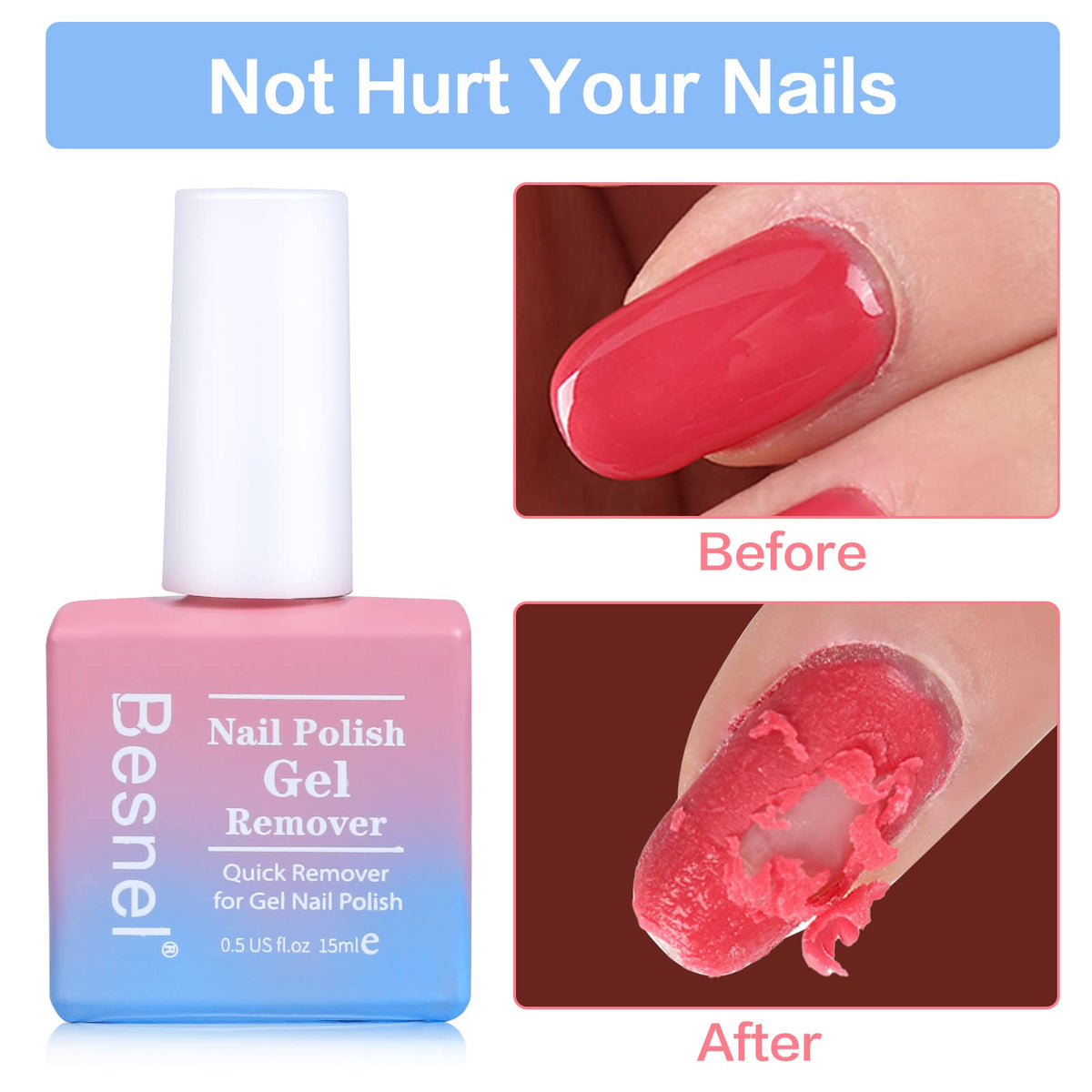 BESNEL Gel Remover Vernis à Ongles application sur un ongle